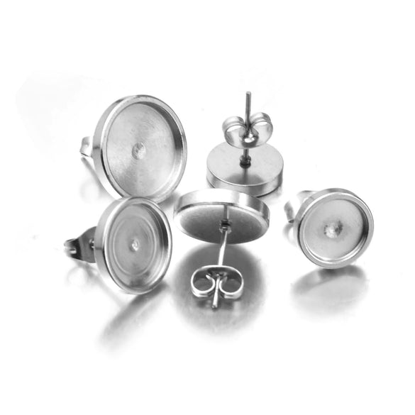 Wholesale Jewelry Accessories Stainless Steel Lathe Earring Base Round Basin Welding Needle Electroplated