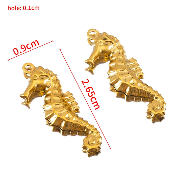 Wholesale Jewelry Accessories Stainless Steel Marine Series Pendant With Starfish Shell Seahorse And More Electroplated