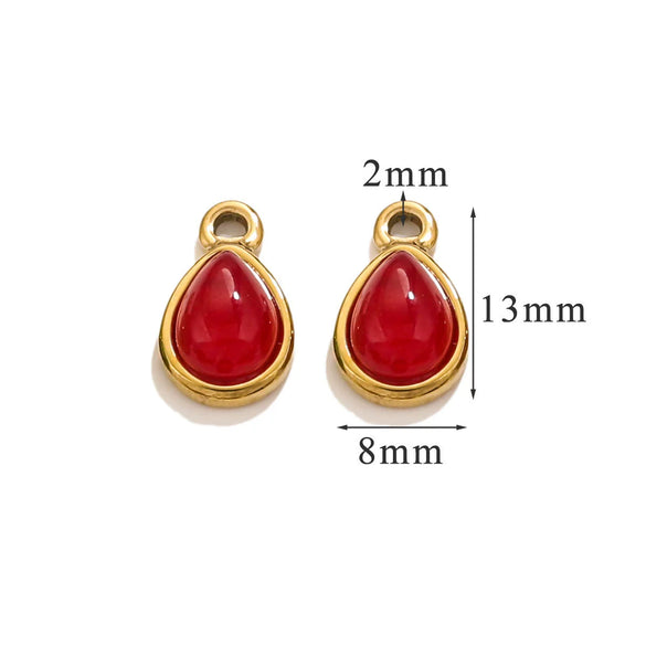 Wholesale Jewelry Accessories Stainless Steel Oval Water Drop Inlaid Natural Stone Handmade With Electroplated 18K Gold