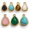 Wholesale Jewelry Accessories Stainless Steel Oval Water Drop Inlaid Natural Stone Handmade With Electroplated 18K Gold