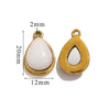 Wholesale Jewelry Accessories Stainless Steel Oval Water Drop Inlaid Natural Stone Handmade With Electroplated 18K Gold
