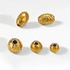 Wholesale Jewelry Accessories Stainless Steel Round Hammered Beads With Pockmarks And Beating Points Vacuum Plated