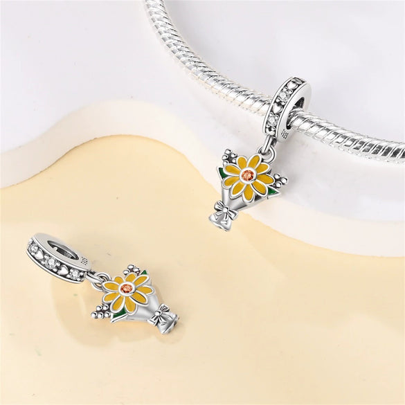 Wholesale Jewelry Accessories 925 Sterling Silver Charm Beads With Dripping Oil Treatment Flower Bicycle Camera Pendant Original Design