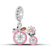 Wholesale Jewelry Accessories 925 Sterling Silver Charm Beads With Dripping Oil Treatment Flower Bicycle Camera Pendant Original Design