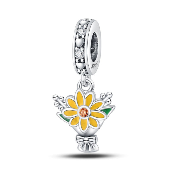 Wholesale Jewelry Accessories 925 Sterling Silver Charm Beads With Dripping Oil Treatment Flower Bicycle Camera Pendant Original Design