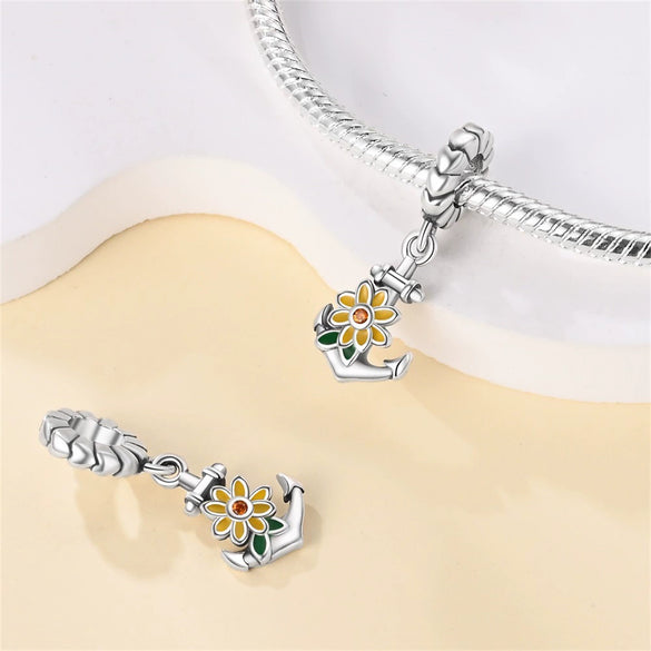 Wholesale Jewelry Accessories 925 Sterling Silver Charm Beads With Dripping Oil Treatment Flower Bicycle Camera Pendant Original Design