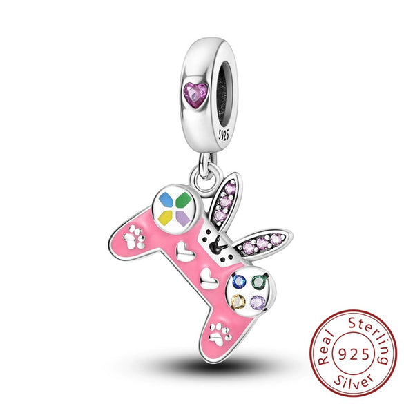 Wholesale Jewelry Accessories 925 Sterling Silver Original Design Dripping Oil Butterfly Sunflower Pyramid Dinosaur Hanging Beads Bracelet