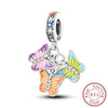 Wholesale Jewelry Accessories 925 Sterling Silver Original Design Dripping Oil Butterfly Sunflower Pyramid Dinosaur Hanging Beads Bracelet