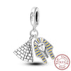 Wholesale Jewelry Accessories 925 Sterling Silver Original Design Dripping Oil Butterfly Sunflower Pyramid Dinosaur Hanging Beads Bracelet