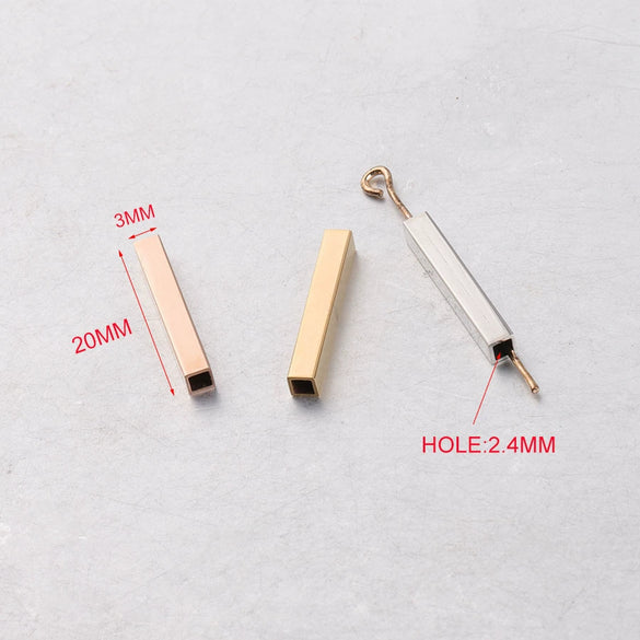 Wholesale Jewelry Accessories Titanium Steel Hollow Rectangular 3D Long Tube Fine Polishing Figure Pattern