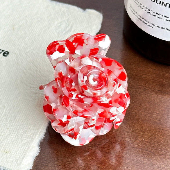Wholesale Jewelry Acetic Acid Threedimensional Rose Flower Hair Shark Clip For Women Highend Style