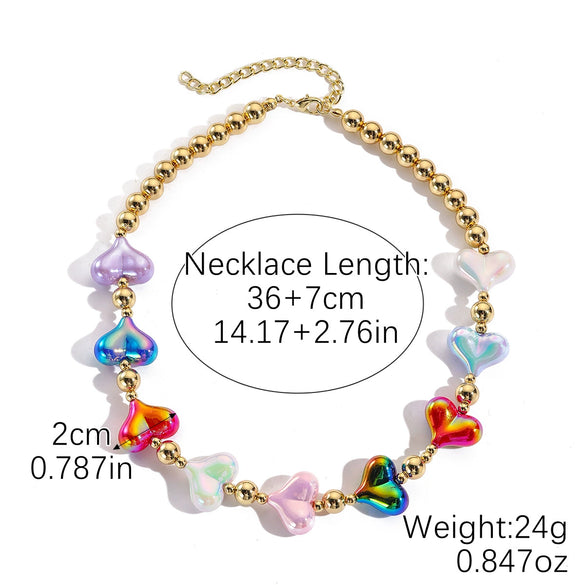 Wholesale Jewelry Acrylic Heart Geometric Electroplated Necklace For Women