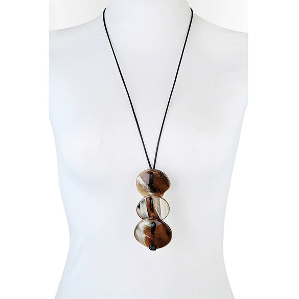 Wholesale Jewelry Acrylic Pendant Cowhide Rope Necklace Geometric Style Electroplated