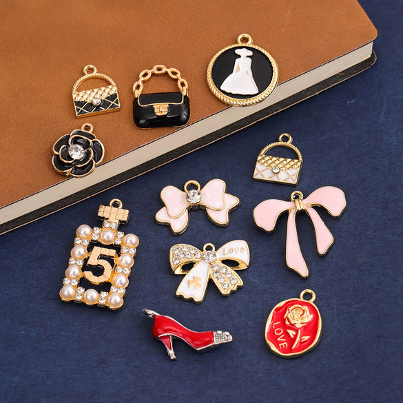 Wholesale Jewelry Alloy Accessories Dripping Oil Style With Letters Numbers Text Shapes Pendant Bracelet Earrings