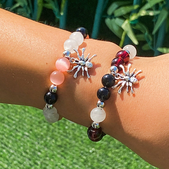 Wholesale Jewelry Alloy Beaded Elastic Bracelet With Spider Pendant Geometric Animal Pattern Electroplated For Women
