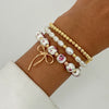 Wholesale Jewelry Alloy Beaded Stacked Bow And Star Pendant Bracelet For Women With Electroplating