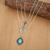 Wholesale Jewelry Alloy Bull Head Crescent Water Drop Turquoise Horn Multi Layer Necklace Geometric Style Electroplated
