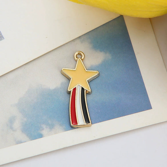 Wholesale Jewelry Alloy Dripping Oil Fivepointed Star Pendant Earrings Necklace