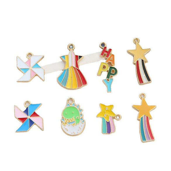 Wholesale Jewelry Alloy Dripping Oil Fivepointed Star Pendant Earrings Necklace