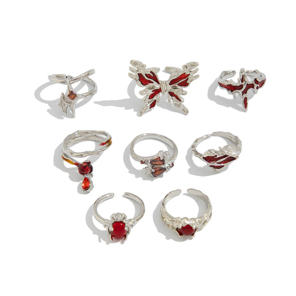 Wholesale Jewelry Alloy Dripping Oil Inlaid Gem Animal Zodiac Exaggerated Electroplated Ring