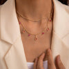 Wholesale Jewelry Alloy Drop Shape Rhinestone Necklace With Electroplating Treatment