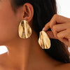 Wholesale Jewelry Alloy Exaggerated Geometric Heart Earrings With Sunflower Pattern Electroplated
