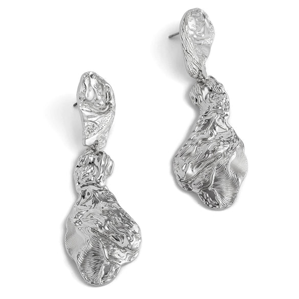 Wholesale Jewelry Alloy Exaggerated Geometric Heart Earrings With Sunflower Pattern Electroplated