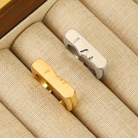 Wholesale Jewelry Alloy Face Micro Expression Adjustable Ring Electroplated Unisex Couple Ring