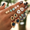 Wholesale Jewelry Alloy Flower Leaves Diamond Pearl Water Drops Geometric Vintage Fashion Electroplated Earrings Set