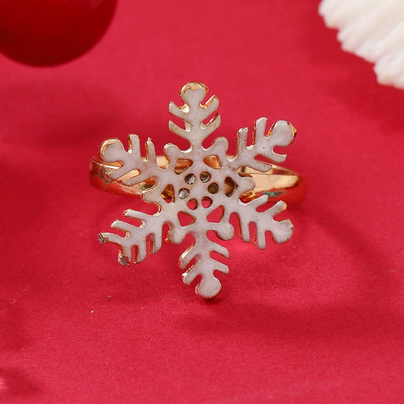 Wholesale Jewelry Alloy Geometric Christmas Children's Ring With Snowman Elk Christmas Tree Snowflake Design
