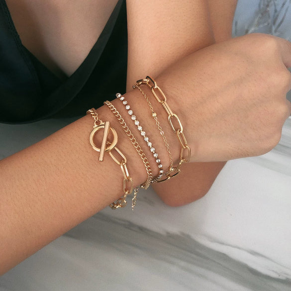 Wholesale Jewelry Alloy Geometric Electroplated Round Beads Multi Layer Bracelet For Women