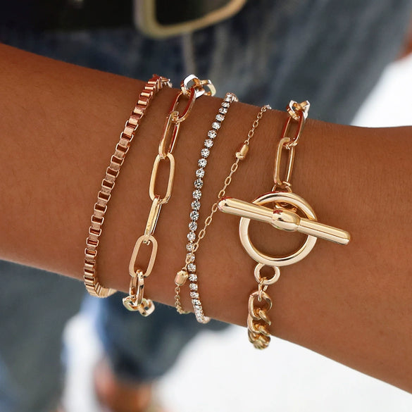 Wholesale Jewelry Alloy Geometric Electroplated Round Beads Multi Layer Bracelet For Women