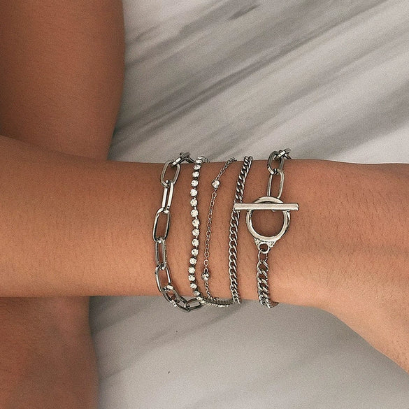 Wholesale Jewelry Alloy Geometric Electroplated Round Beads Multi Layer Bracelet For Women