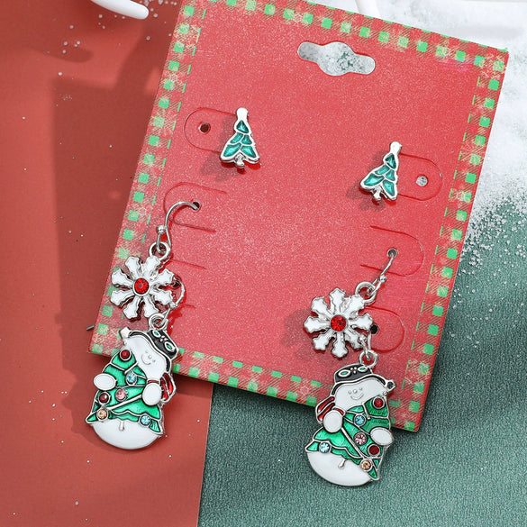 Wholesale Jewelry Alloy Geometric Elk Snowflake Cartoon Earrings Electroplated For Women