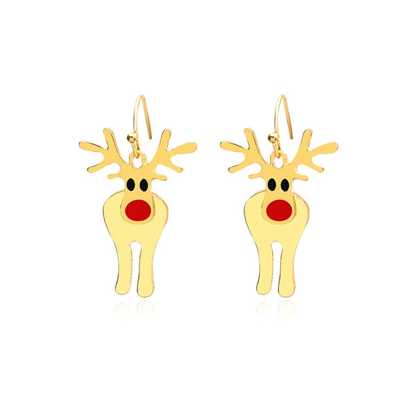 Wholesale Jewelry Alloy Geometric Elk Snowflake Cartoon Earrings Electroplated For Women