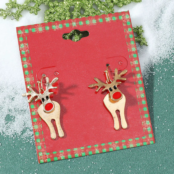 Wholesale Jewelry Alloy Geometric Elk Snowflake Cartoon Earrings Electroplated For Women