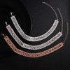 Wholesale Jewelry Alloy Geometric Hollow Claw Chain Necklace With Rhinestones Electroplated For Women