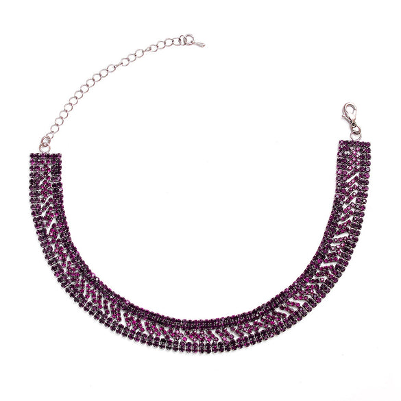 Wholesale Jewelry Alloy Geometric Hollow Claw Chain Necklace With Rhinestones Electroplated For Women