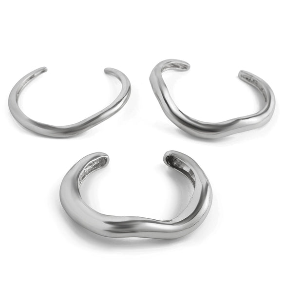 Wholesale Jewelry Alloy Geometric Hollow Pleated Ring And Irregular Cambered Bracelet Set With Electroplating