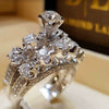 Wholesale Jewelry Alloy Geometric Micro Inlaid Full Diamond Zircon Twopiece Ring Luxury Temperament Couple Style