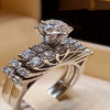 Wholesale Jewelry Alloy Geometric Micro Inlaid Full Diamond Zircon Twopiece Ring Luxury Temperament Couple Style