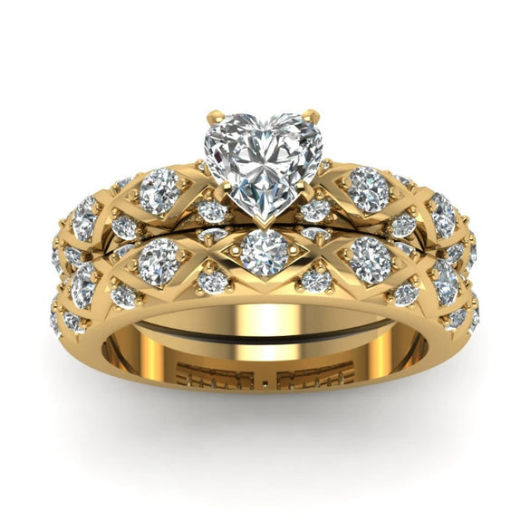 Wholesale Jewelry Alloy Geometric Micro Inlaid Full Diamond Zircon Twopiece Ring Luxury Temperament Couple Style