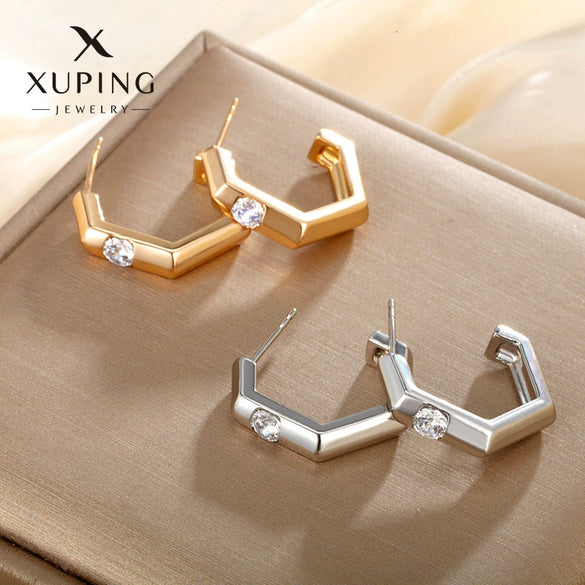 Wholesale Jewelry Alloy Geometric Polygon Cshaped Electroplated Diecast Earrings For Women