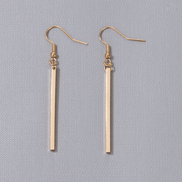 Wholesale Jewelry Alloy Geometric Rectangular Stick Ear Hook Earrings For Women Electroplated