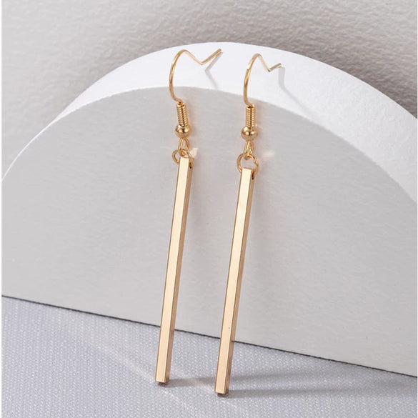 Wholesale Jewelry Alloy Geometric Rectangular Stick Ear Hook Earrings For Women Electroplated