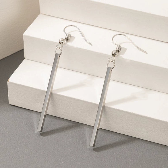 Wholesale Jewelry Alloy Geometric Rectangular Stick Ear Hook Earrings For Women Electroplated