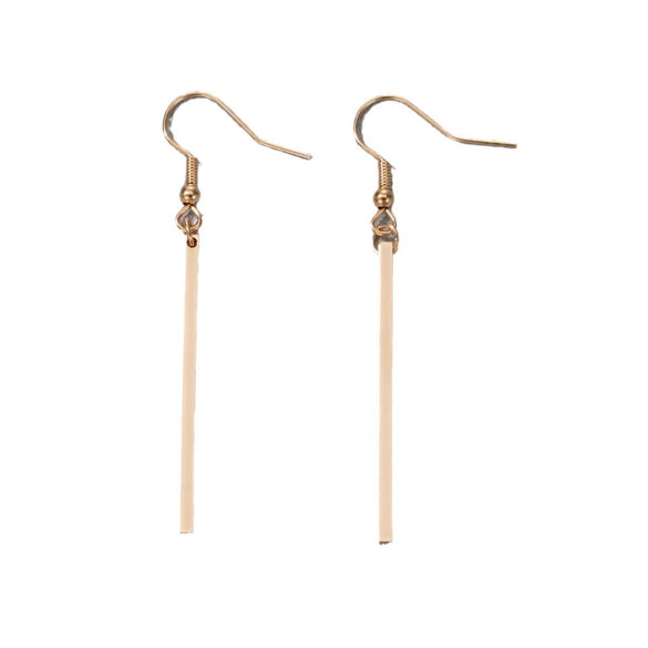 Wholesale Jewelry Alloy Geometric Rectangular Stick Ear Hook Earrings For Women Electroplated