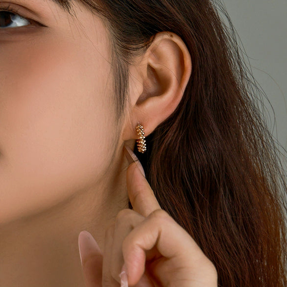 Wholesale Jewelry Alloy Geometric Rivet Women's Earrings 18K Gold Plated