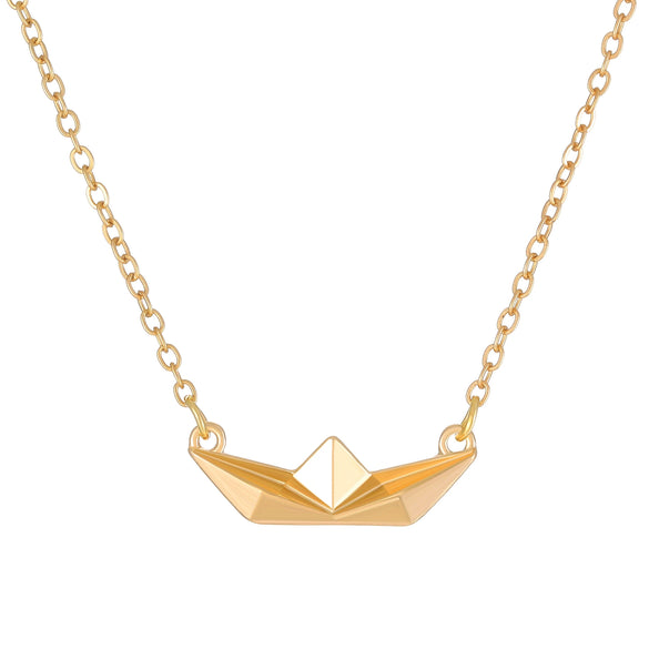 Wholesale Jewelry Alloy Geometric Simple Style Boat Pendant Necklace With Electroplating