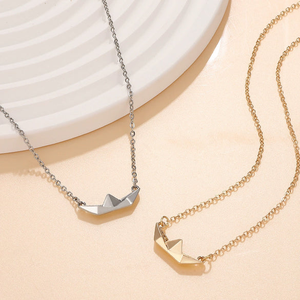 Wholesale Jewelry Alloy Geometric Simple Style Boat Pendant Necklace With Electroplating